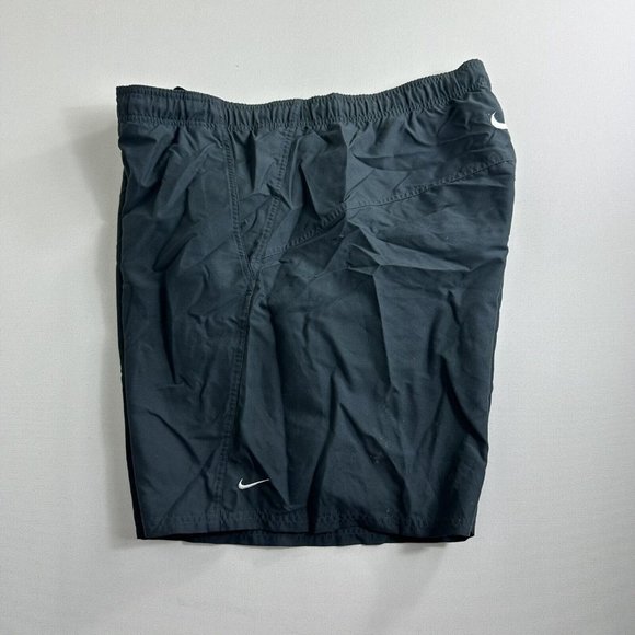 Vintage Nike Embroidered Swim Trunks Mesh Lined 90s Grey Tag Drawstring 2XL - Picture 3 of 7